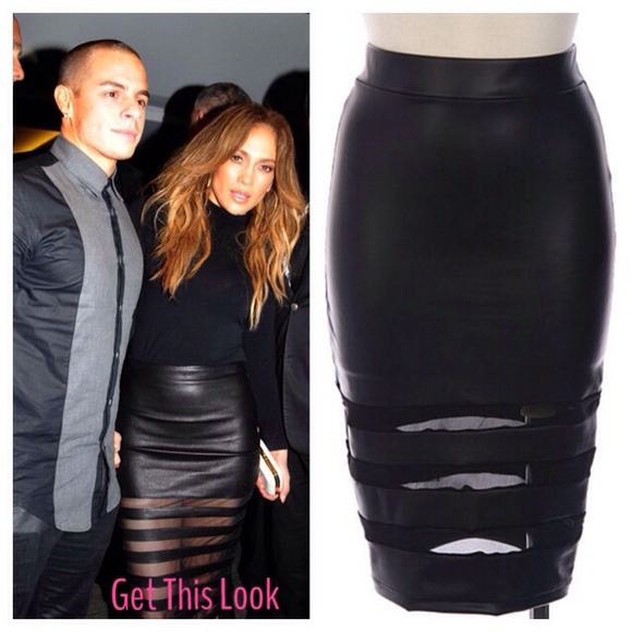 🎉LAST ONE🎉Faux Leather Skirt With Mesh Inset