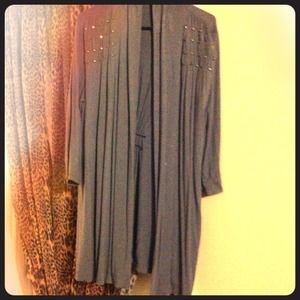 Dressy over coat. Grey with silver rhinestones.