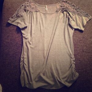 Grey lace embellished top
