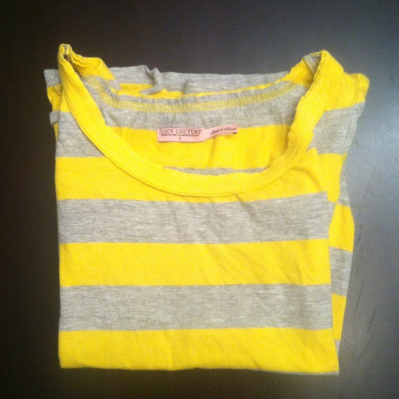 Juicy Couture yellow and gray short-sleeved top