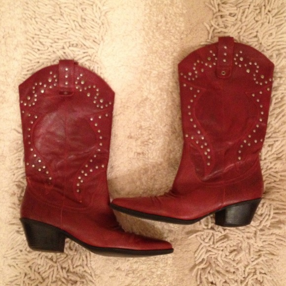Reba Shoes - Reba red leather cowboy boots