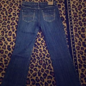 Dark denim straight leg stretch jeans