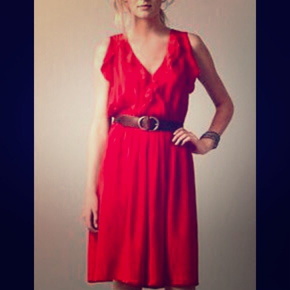 Ann Taylor LOFT Red Silk Dress Size 4