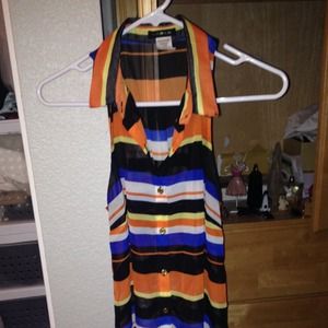 Multi colored high low blouse