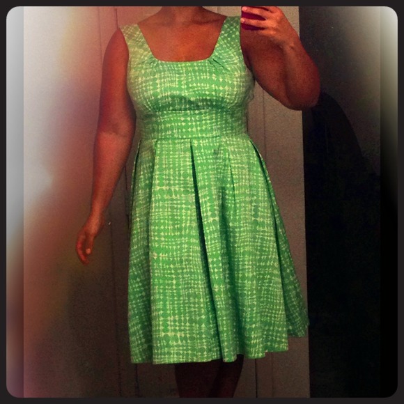 Green Calvin Klein dress.