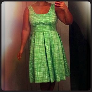 Green Calvin Klein dress.