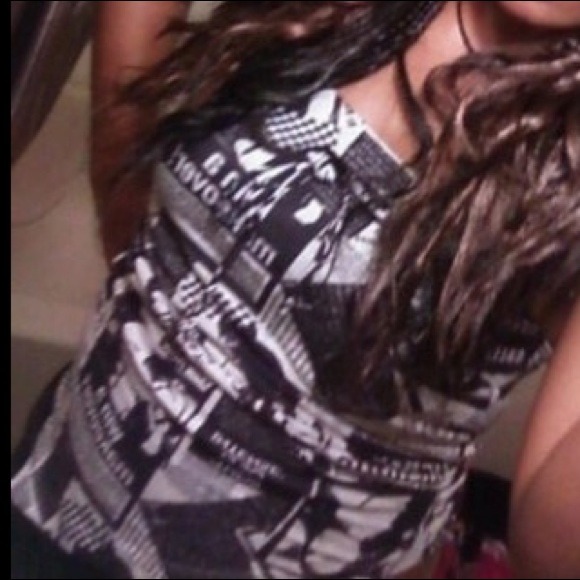 Newspaper black and gray tube top
