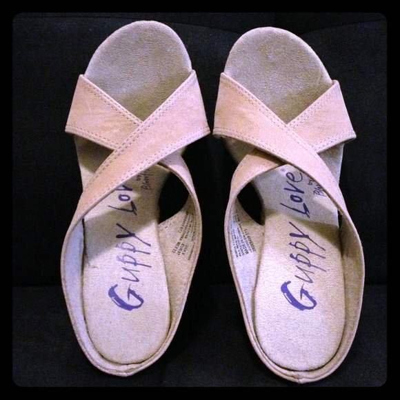 Wedge two tone slip on sandals