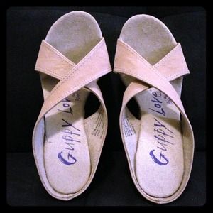 Wedge two tone slip on sandals