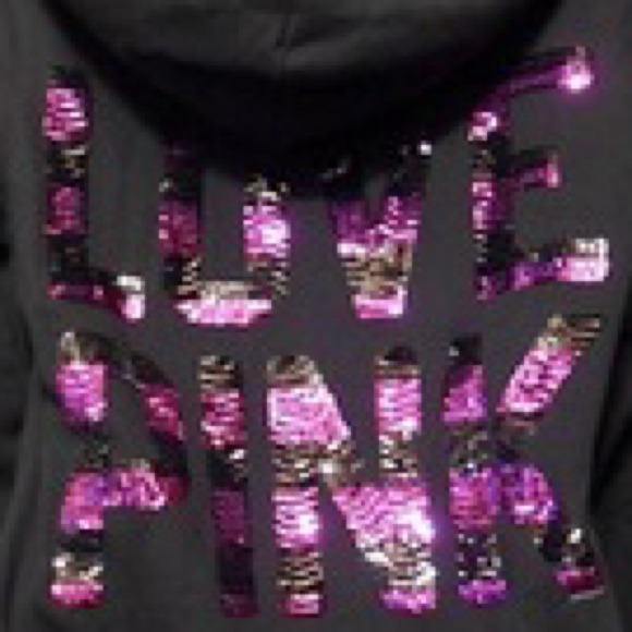 🚫🚫🚫VS PINK BLACK AND hot pink hoodie eBay sale - Picture 2 of 2