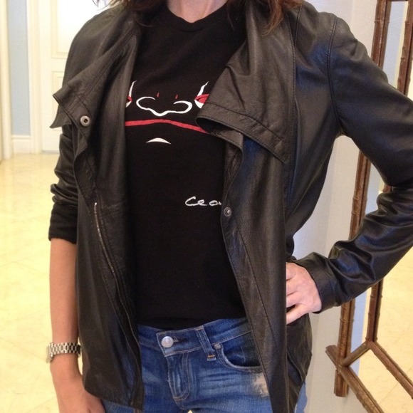 Vince classic blk leather jacket - Picture 2 of 4