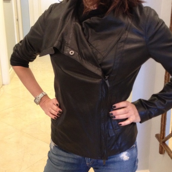 Vince classic blk leather jacket - Picture 3 of 4
