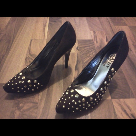 Kathy Van Zeeland Studded Suede Heels - Picture 1 of 3