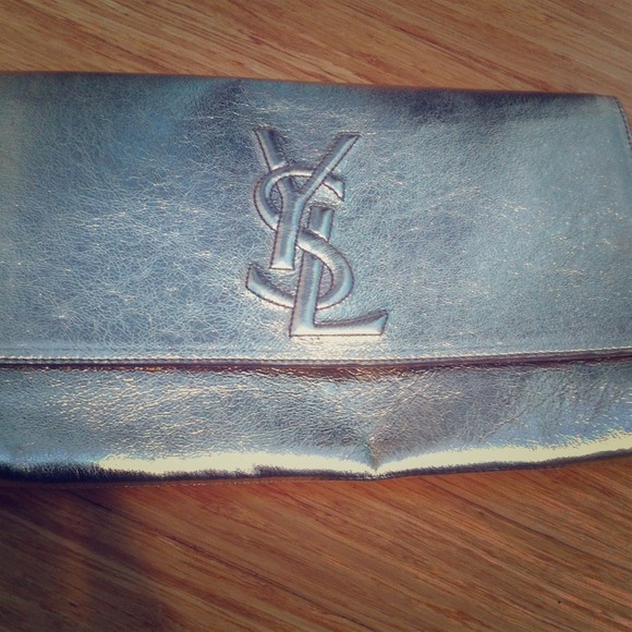 100% Authentic gold leather YSL clutch