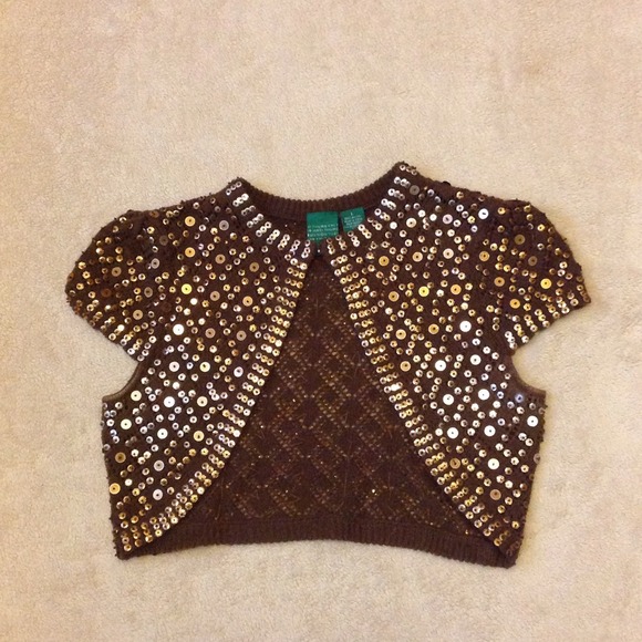 Everyday Clothing Brown Sequins Crop.