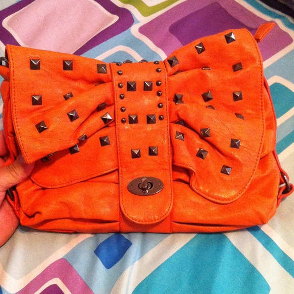 Orange and Dark Mettalic gray Clutch