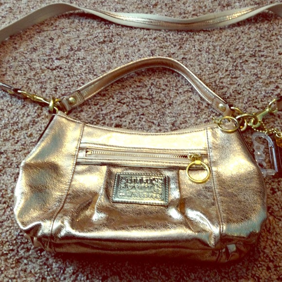 Authentic gold Coach poppy cross body