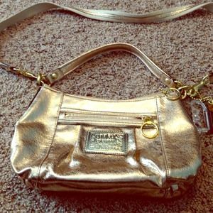 Authentic gold Coach poppy cross body