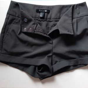 Charcoal colored high waisted dress shorts