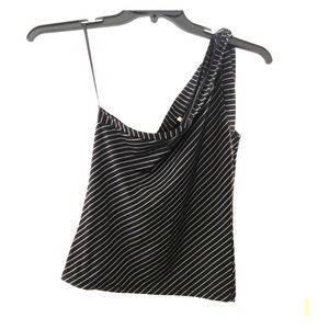 One shoulder pin stripe top