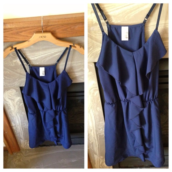 Francesca's Collections Dresses & Skirts - Dark Blue Ruffle Dress