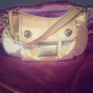 Reserved-Coach Poppy White Sequin Bag