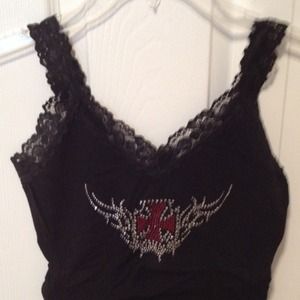 Black lace spandex tank top