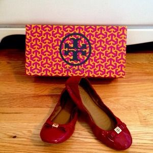Tory Burch Red Patent Leather Flats
