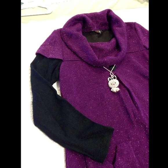 Purple sweater dress with turtleneck