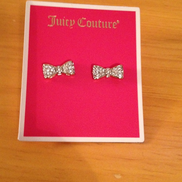 Juicy Couture rhinestone pave bow stud earrings.