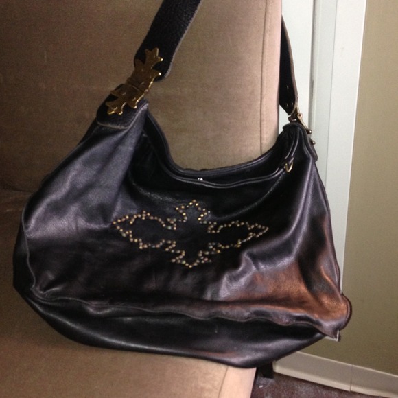 SOLD-Tylie Malibu black leather slouch bag
