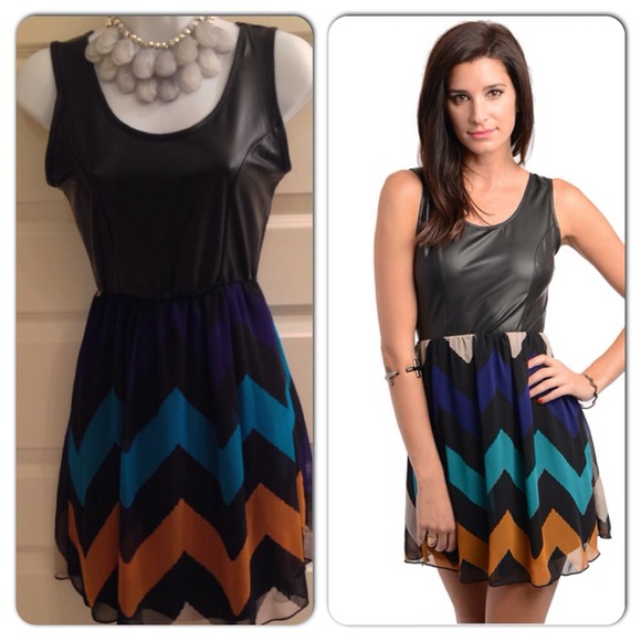 Black Teal Chevron Dress ***SALE***