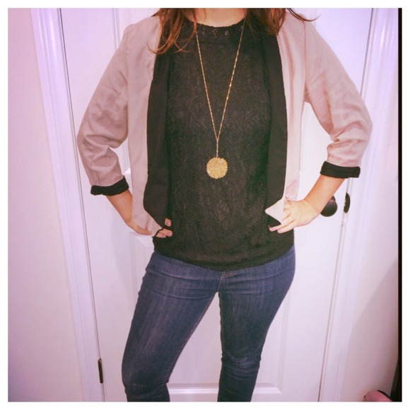 Black lace scoop neck blouse - Picture 1 of 3