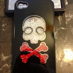 iPhone 4/4S Black Skull Case with Red&White