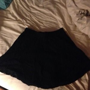High waisted black lace skirt