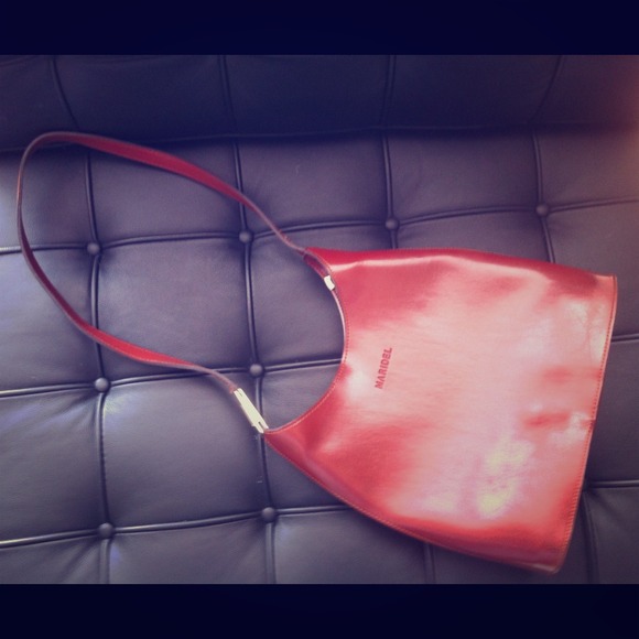 Brown leather handbag