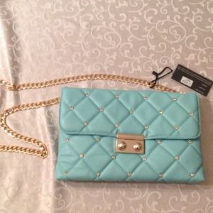 Mint quilted crossbody with gold hardware