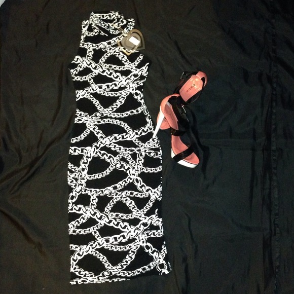 Black Chain-link Midi Bodycon Dress