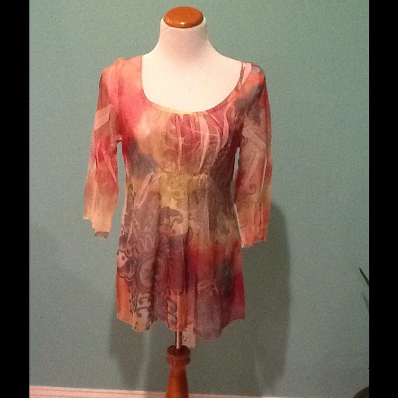 Beautiful Multi Colored sheer Tunic - Picture 1 of 1