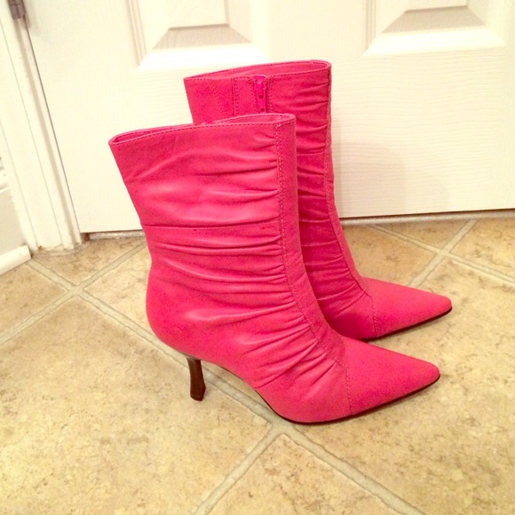 stylish hot pink boots.