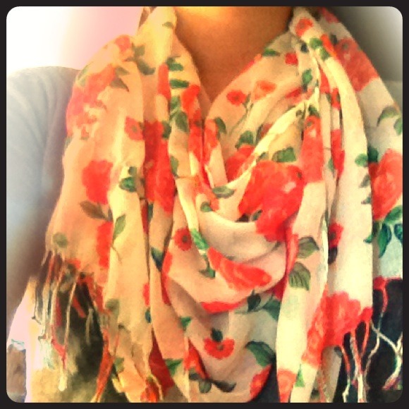 Pink & White Rose Scarf