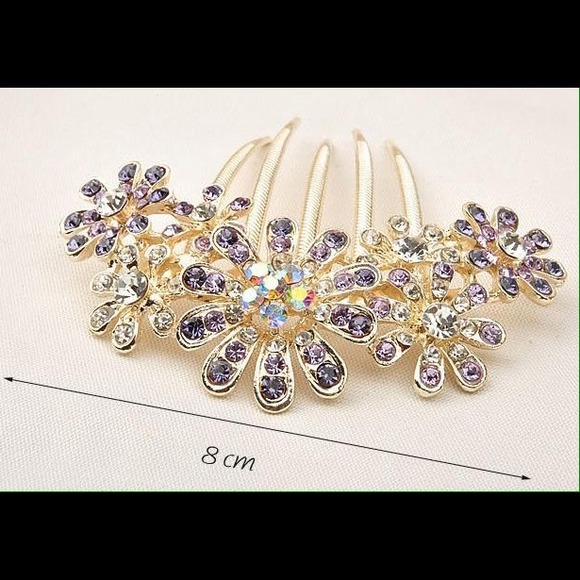 New Rhinestone Crystal Flowers Bridal Hair Sticks