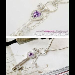 Amethyst love key pendant Necklace