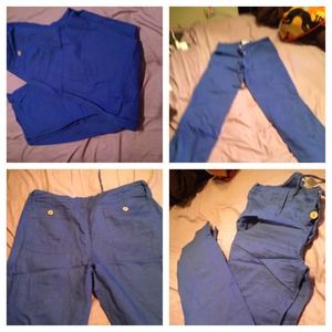 Royal blue linen pants
