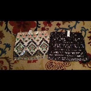 Two new with tags sequined mini skirts Express.