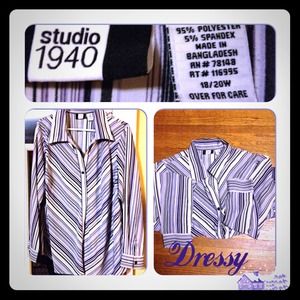 Purple striped dress shirt plus size