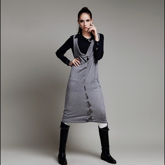 Gray Maxi Shirt Dress