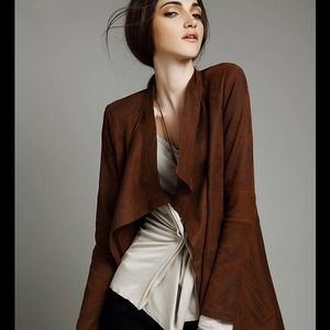 Open Lapel Coat In Brown