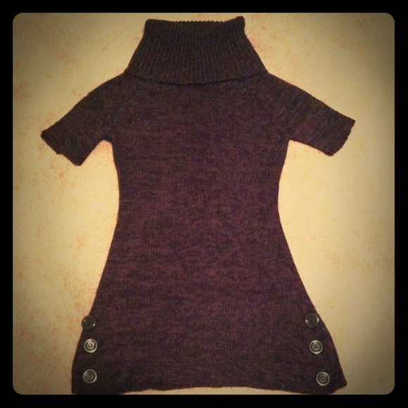 Purple Cowl-neck sweater dress