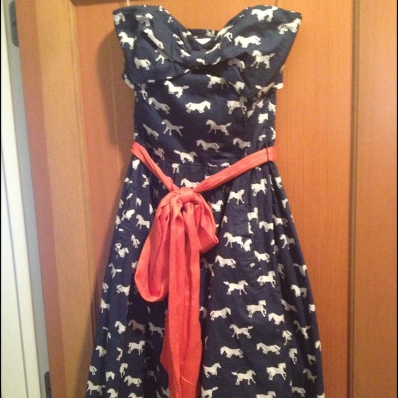Anthropologie navy and white horse dress. NWOT.